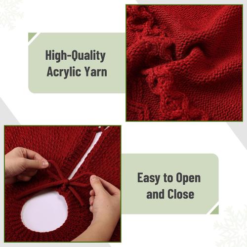 Mr. Pen- Christmas Tree Skirt, 36, Red Knitted Christmas Skirt Tree for Xmas Trees