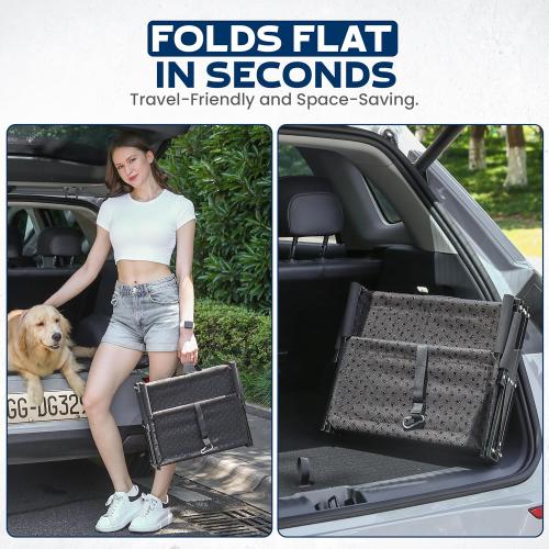 VERALUX Dog Stairs for Large Dogs for Car | 5 Step Foldable Dog Stairs | 200lb Capacity | Non-Slip Rug Steps | XL Lift Assist Harness System | Pet Stairs for Large Dogs | Dog Steps for Truck & SUV