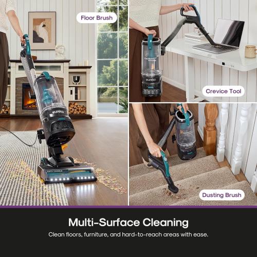 Eureka FlexReach Plus Bagless Upright Vacuum Cleaner for Home,Pet Vacuum for Carpet and Hard Floor, Lift-Up Vacuum with Flooring Type Sensor, HEPA Filter,Anti-Tangle, ‼️color is blue it’s medium dirt needs cleaning ‼️