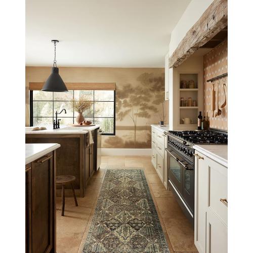 Loloi Magnolia Home by Joanna Gaines Banks Collection BAN-05 Spice/Blue 7'-6 x 9'-6, .13 Pile Height, Machine Washable, Area Rug