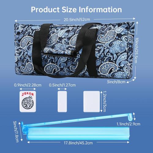 American Mahjong Tile Set Include 166 Tiles 4 All-in-One Mahjong Racks/Pushers with Blue Carrying Bag Complete Mahjong Game Set