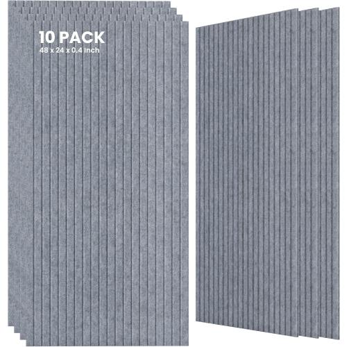 10 Pack Large Acoustic Panels,48 x 24 x 0.4 Inch Sound Proof Foam Panels for Walls，Premium Noise Dampening Panels,Sound Panels for Media Room, Office and Studio,African Gray