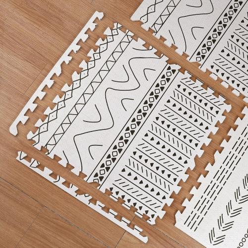 TCBunny Extra Large Baby Play Mat - 4FT x 6FT Foam Puzzle Floor Mat for Kids & Toddlers (Mixed Marks White/Black)