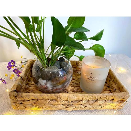Rustic Woven Seagrass Guest Towel Tray Holder for spa, Farmhouse Water Hyacinth Guest Towel Napkin Holder for Desk