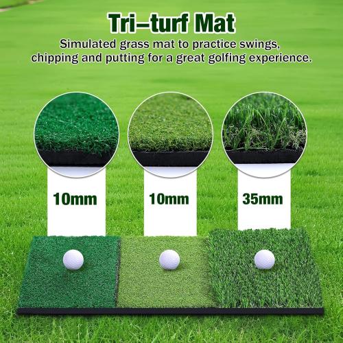 MoKo Golf Net with Practice Mat, 10 x 7 ft Golf Hitting Net for Outdoor Indoor Backyard Driving Chipping Swing Training, All-in-One Multi-Target Training Aid Practice Nets with Tri-Turf Mat & Balls