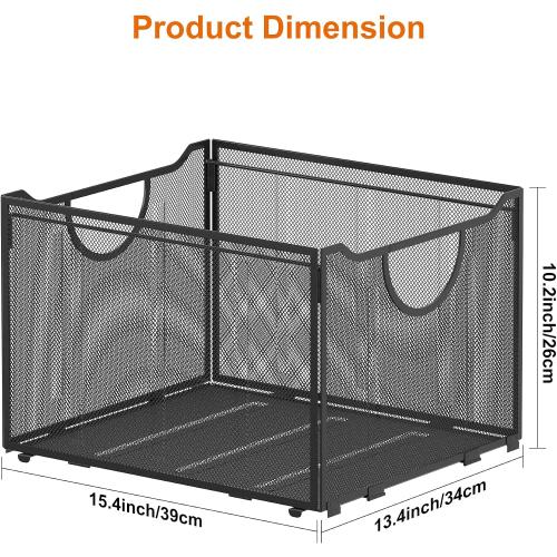 EasyPAG Hanging File Folders Organizer, Black Mesh Filing Crate, Stackable File Folder Storage Box, Desktop Document Holder for Letter Size Papers