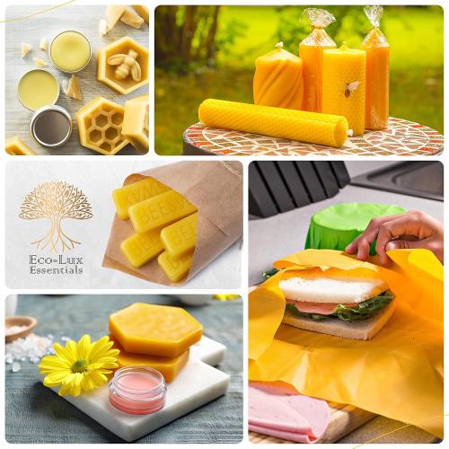 Eco Lux 8 Yellow Beeswax Blocks 100% Pure Natural Organic Bees Wax 6.5oz