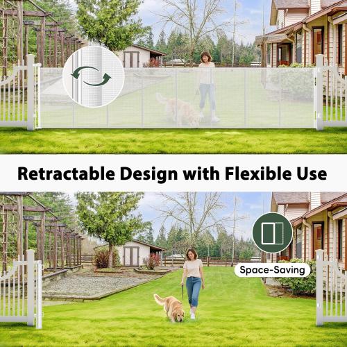 250 Extra Wide Retractable Dog Gate, Reinforced 20ft Retractable Baby Gates Extra Wide Dog Gate, 48 Extra Tall Baby Gate Retractable Outdoor Fence, Extra Long Pet Gate Retractable Gate Indoor, White