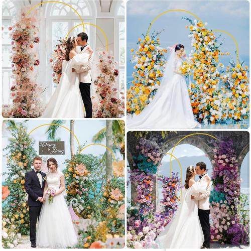 Asee'm Gold Metal Wedding Arch Backdrop Stand Set of 2 (7.2FT, 6FT)