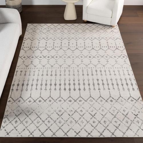 nuLOOM 4x6 Moroccan Blythe Area Rug, Grey, Faded Bohemian Design, Stain Resistant, For Bedroom, Dining Room, Living Room, Hallway, Office, Kitchen, Entryway