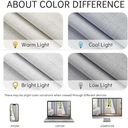 ChrisDowa 100% Blackout Curtains for Bedroom Linen Drapes 72 Inch Curtain