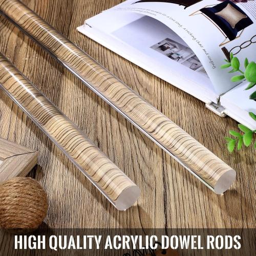 Bucherry 2 Pack 24 Inch Acrylic Round Rods for DIY Crafts, Acrylic Dowel Rods Sticks for Plant Stakes Curtain Pulls Retaining Cake Topper