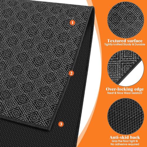KMAT Office Chair Mat, 36x48in Heavy Duty Hardwood/Tile Floor Protector, Floor Mat Computer Desk Mat for Rolling Chairs, Work, Study, Office, Black