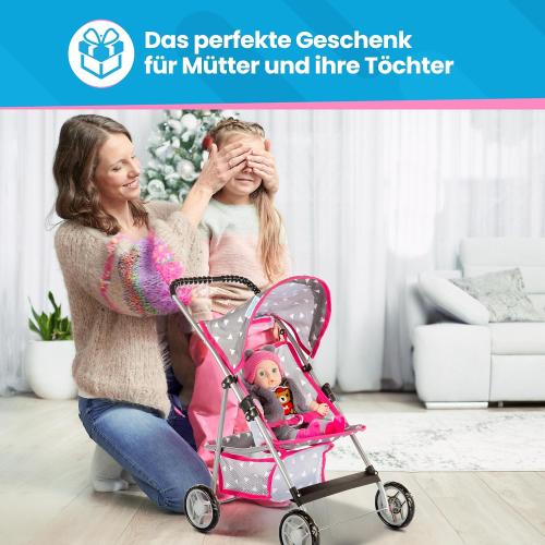 Baby Doll Stroller | Pram for Girls | Umbrella Stroller for Kids - Lightweight Play Carriage for Ages 2  Years | Baby Doll Accessories with Storage | 22.05-Inch Handle Height, Model KP0280S