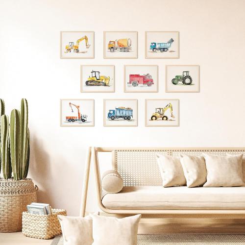 97 Decor Construction Room Decor For Boys - Toddler Boy Room Decor, Truck Wall Art For Kids Room, Car Pictures Wall Decor For Bedroom Playroom, Vehicle Tractor Prints Nursery Posters (Unframed)