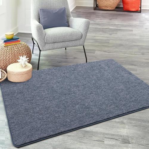 Soft Rugs for Bedroom, Living Room Area Rug Washable Memory Foam Small Entryway Throw Rugs Low Pile Minimalist Non Slip Bedside Rug Carpet for Kids Nursery Dorm Room Decor Blue