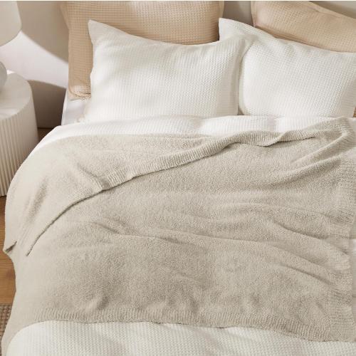 Bedsure Ivory Knit Throw Blanket for Couch, Bedding Sofa - Super Soft, Cozy, Fuzzy, Fluffy Blanket Dupes, Gentlesoft, Breathable Warm Gift for Women, Winter Decor, Beige, 50x60 Inches