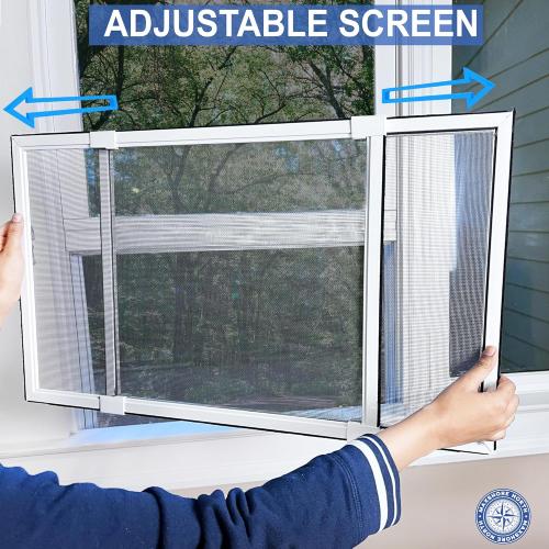 Expandable Window Screens for House Windows 20 H x 28-53 W inches - 2 Pack Large Adjustable Window Screens, Ideal Replacement Window Screens