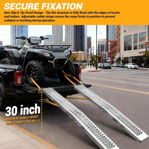 Portabe Folding Steel Ramps, 500 lbs, 77 1-Pcs Heavy-Duty Ramps with Wider Ramp Surface, Anti-Slip Stable Loading Ramp, Fit for Motorcycle, Dirt Bike, ATV, UTV, Lawn Mower, Electric Bicycle