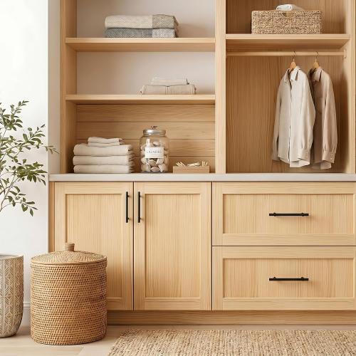 2 Pack Unfinished Pine Shaker Cabinet Doors 13.25 W x 29 H | Solid Wood Replacement Door Fronts With Soft-Close Hinges & Handles; Fits Kitchen Cabinets, Bathroom Vanity, Closet Storage