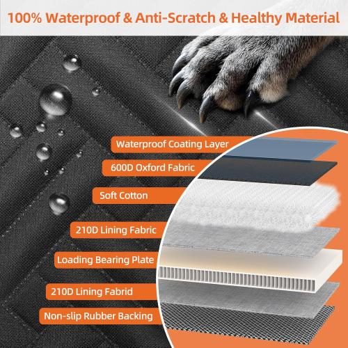 Back Seat Extender for Trucks,Hard Bottom Car Seat Cover for Dogs | Waterproof Hard Bottom Dog Car Seat Cover for Ford/GMC/Chevrolet/Toyota/RAM Crew Cab Trucks&Full-Size SUVs (XL-Black)