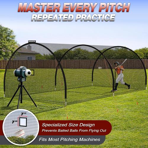 Batting Cages for Backyard,22/30/35/45ft Baseball Batting Cage Net | Anti-Tear Netting Batting Training Cage with Sturdy Steel Frame for Outdoor Use