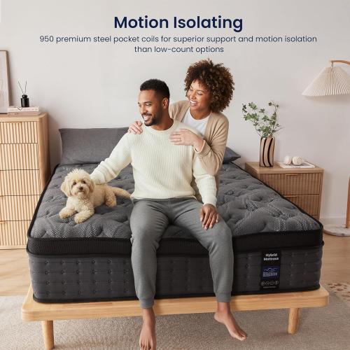 Inofia Mattress, 12 Inch Hybrid Gel Memory Foam & Pocket Springs Mattress,Less Motion Transfer,Original Comfort,Black