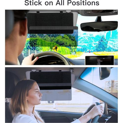 Sun Visor Extender for Car, Upgraded Polarized Car Sun Visor Extender with PC Lens, Velcro Design Convenient Adjustment Position, Filtering Glare, UV Rays for Safe Driving, Universal for Cars, SUV