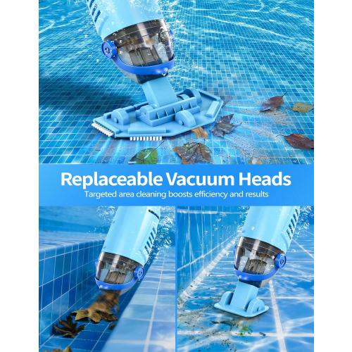 KimPump Cordless Pool Vacuum Cleaner with 4 Filter Bags, Suitable for Ultra-fine Impurity Filtration, 20.5 GPM Handheld Pool Vacuum for Above Ground & Inground Pools, Spa Vacuum for Hot Tub-Lightblue