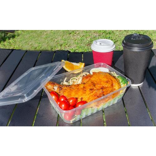 Set of 100  Size 24oz Disposable Food Containers, Meal Prep Food Reusable Plastic Bento Lunch Box with Lid, BPA Free, Microwave/Freezer/Dishwasher Safe Bento Soups Box