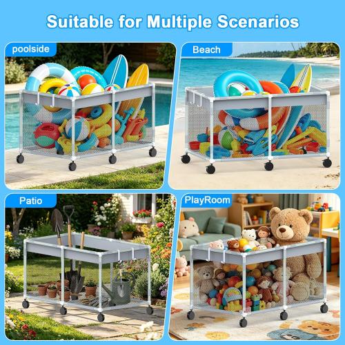 285 Gallon 69 Pool Float Storage – XXL Large Outdoor Pool Toy Storage Organizer for Pool Noodles, Toys, Floats, Equipment, Mesh Rolling Pool float Holder for Swimming Accessories, 69Lx33Wx35H Inch