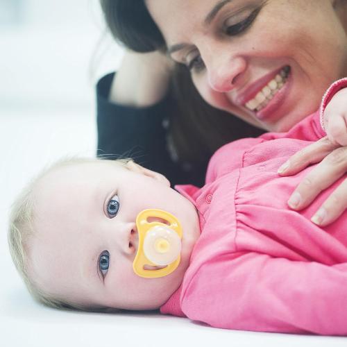 JOOVY 2 Piece Airnoogie Pacifier, Yellow, Small 2pk