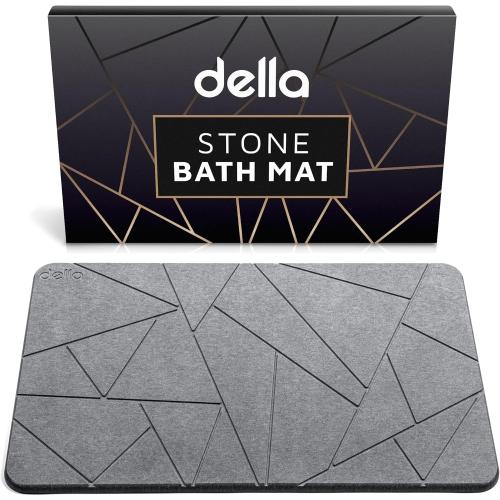 della Premium Stone Bath Mat - Luxurious Quick Drying Diatomite Bathstone for Bathroom Floor - Modern Super Absorbent Diatomaceous Earth Shower Mat, Water Absorbent Bathmat (Triangle)