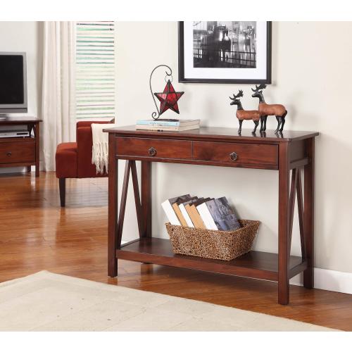Linon Home Dcor Console Table, 42.01w x 13.98d x 30.71h, Antique Tobacco