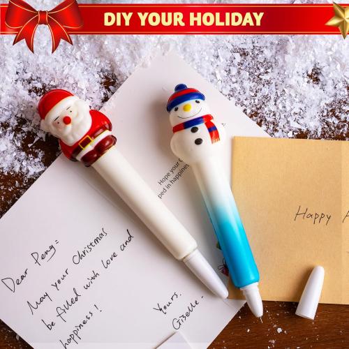 JOYIN 4 PCS Christmas Squeeze Pens Bulk For Kids, Stress Reliever Anxiety Ballpoint Pen for Xmas Party Favors, Christmas Stocking Stuffers For Students Classroom Prize Gifts, Goodie Bag Fillers