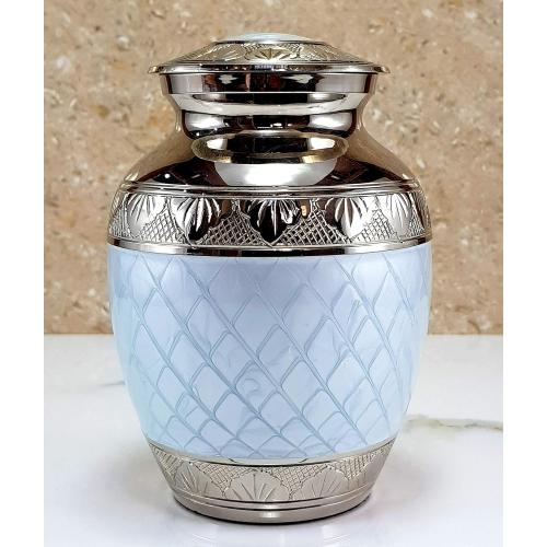 Size 6 Color Blue eSplanade Metal Cremation Urn Memorial Jar Pot Container | Medium Size Urn for Funeral Ashes Burial | Engraved Metal Urn | Blue - 6 Inches