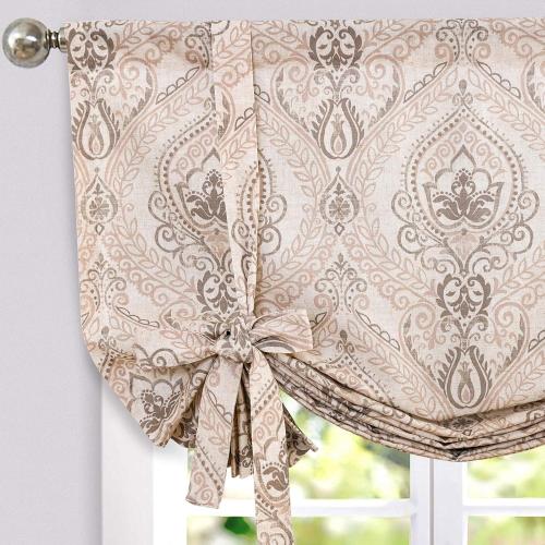 jinchan Faux Linen Tie up Valance for Windows 54 Inch Farmhouse Window Valance for Living Room Bathroom Light Blocking Rod Pocket Country Rustic Small Window Curtains Drapes 1 Panel Ivory