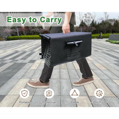 Live Feral Cat Trap Cage with Cover, Heavy Duty Folding Animal Traps Cage for Stray Cats, Humane Cat Trap for Raccoon, Squirrel, Skunk, Catch and Release - (32 x 10 x 12 inches)