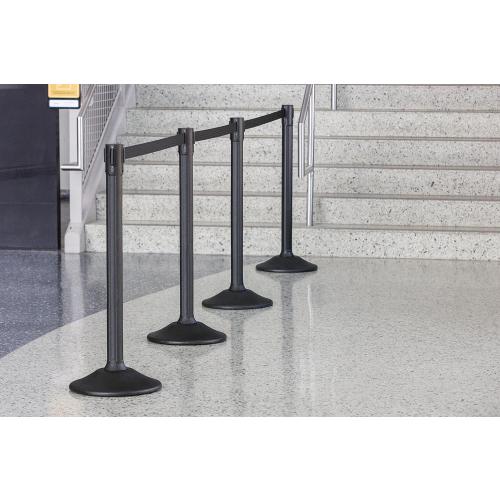 US Weight Sentry Stanchion with Retractable Belt, Easy Connect Assembly, Black, 6.5' Belt (2 Pack)