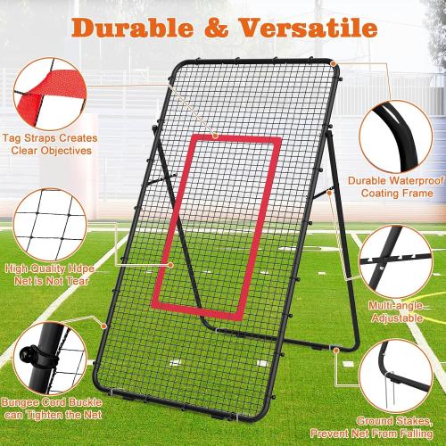 Adjustable Volleyball Rebounder Net 7x4 FT, Steel Frame & High-Tension PE Netting, Durable & Portable Volleyball Training Equipment Practice for Improving Volleying, Bumping, Spiking Skills