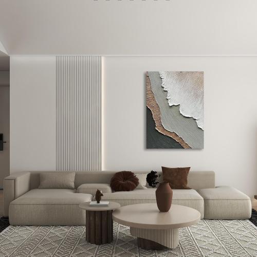 NANKAI Art Hand-Painted Beach Wave Landscape Oil Painting 40x28 Inch Abstract Wall Decorative Art