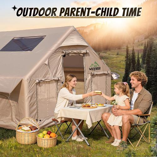 Inflatable Tent with Skylight, Quick Setup Blow Up Tents with Pump, Hot Tent with Stove Jack, Waterproof Oxford Inflatable House for Camping, Air Glamping Tents for Camping Adult
