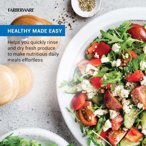 Farberware Small Pro Salad Spinner, 3.16 Qt Lettuce Spinner with Pump Mechanism, Colander Basket and Non-Slip Base - Compact Fruit Washer Spinner Bowl for Singles and Couples