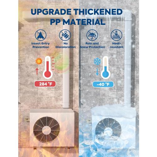 4 13.5Ft Mini Split Line Set Cover with Flexible Duct, Upgrade PP Decorative Minisplit Lineset Cover Kit, Paintable for Mini Split, Air Conditioner, Central AC, HVAC and Heat Pumps, White
