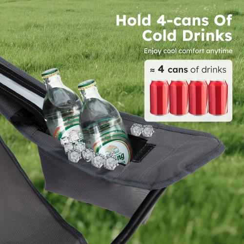 ALPHA CAMP Camping Chairs 350LBS Capacity, Heavy Duty Folding Chair with 4-Can Cooler Bag, Portable Outdoor Chair with Cup Holder for Adults, Collapsible for Tailgating, Beach, Fishing