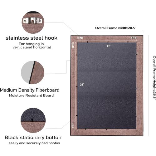 ArtXO Antique 18x24 Picture Frame,2.75 Wide Wooden Vintage Ornate Photo Frame 18 by 24 In,Gallery WAll Art Decor,Bronze Gold & Aquamarine 5