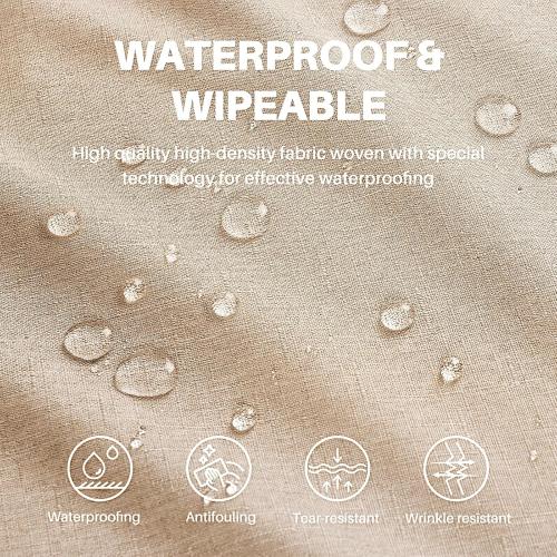AUSSPVOCT 2 Pcs Textured Round Tablecloth 60 Inch for Dia 38’’ Tables - Waterproof Washable Wipeable Table Cloth Fabric Dining Table Cover for Birthday Party Farmhouse Outdoor Kitchen Tabletop Cover