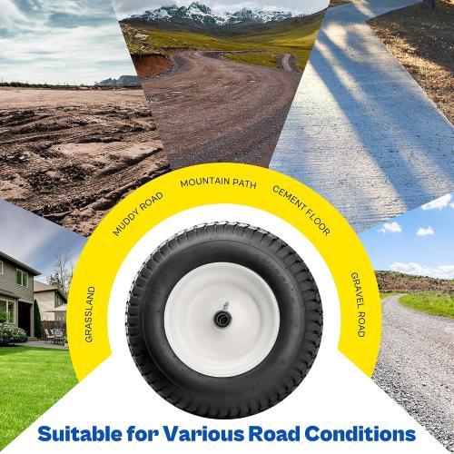 2 PCS 16x6.50-8 Lawn Mower Tires and Rim - 16x6.5-8 Tractor Turf Tire Replacement for Craftsman/John Deere Riding Lawn Mowers/Tractors, with 3/4 Bearings and 3 Offset Hub,4 Ply Tubeless - Vypart