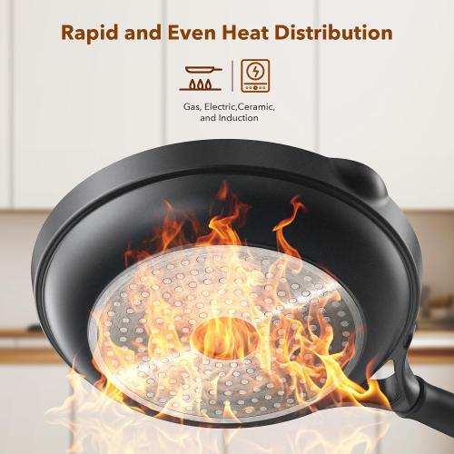 PekGema Nonstick Frying Pan 10 Inch, Non Stick Skillet Omelette Pan, Induction Skillet, Compatible with All Stovetops, PFOA PFAS Free