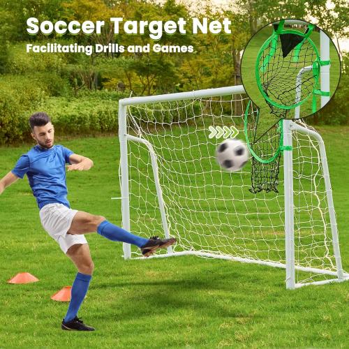 Soccer Goal 12×6, 8×6 and 6×4 FT Soccer Goals for Backyard, 2Diameter Steel Soccer Goal for Kids and Adults Large soccer goal Powder Coated Galvanized Steel Post With Soccer Target Net for Training